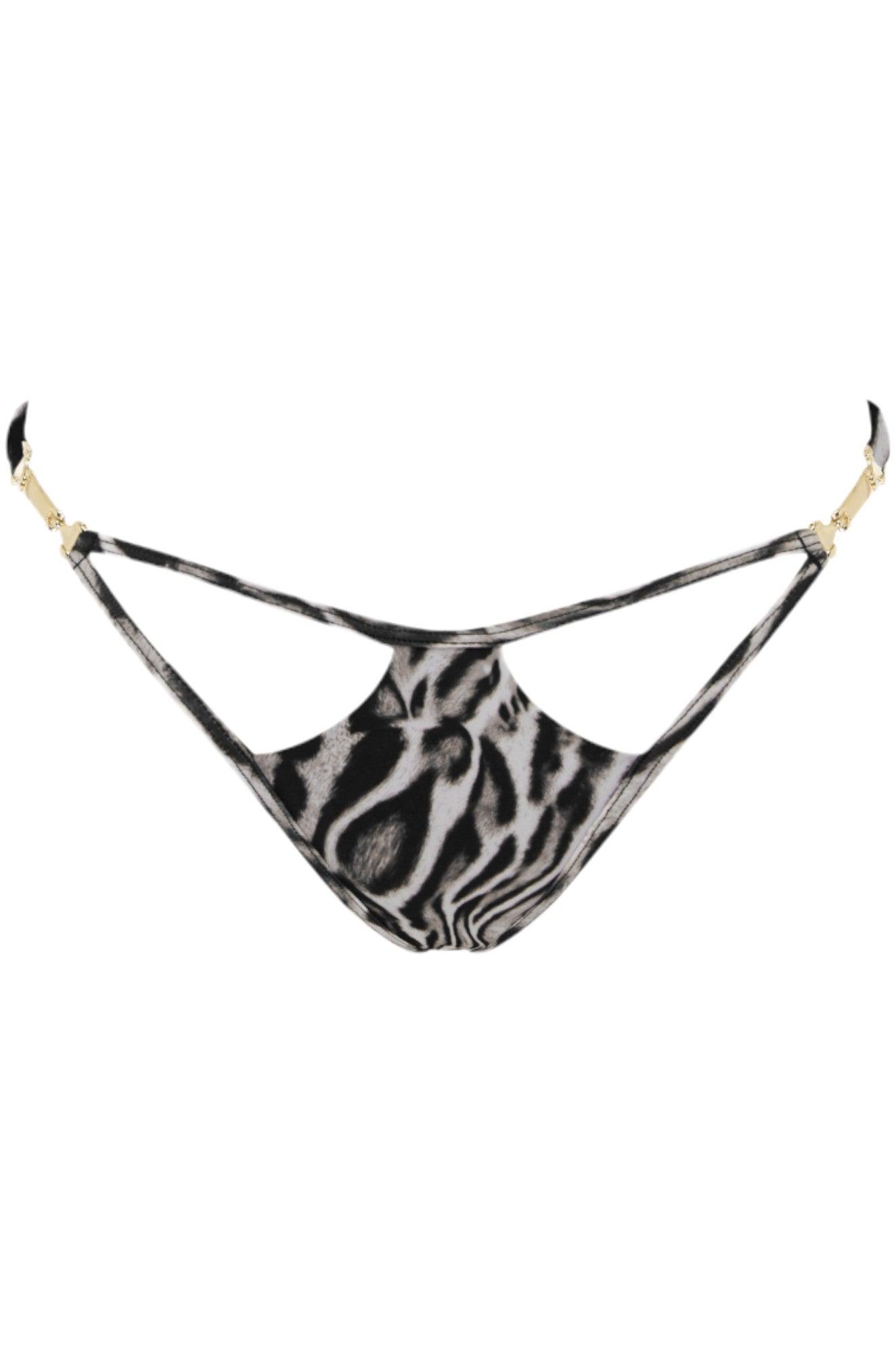 Miami G-String Bikini Bottom - White leopard
