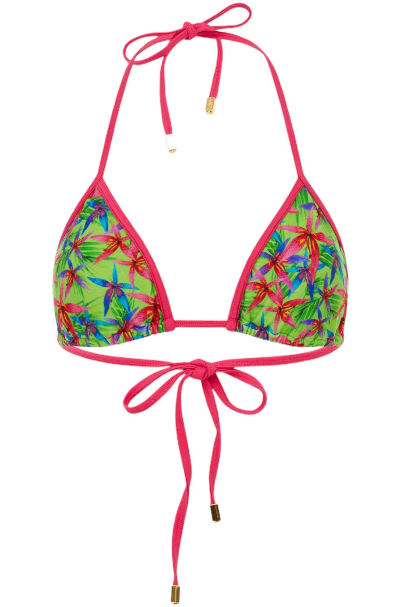 Triangle Bikini Swim Top Tropical Green