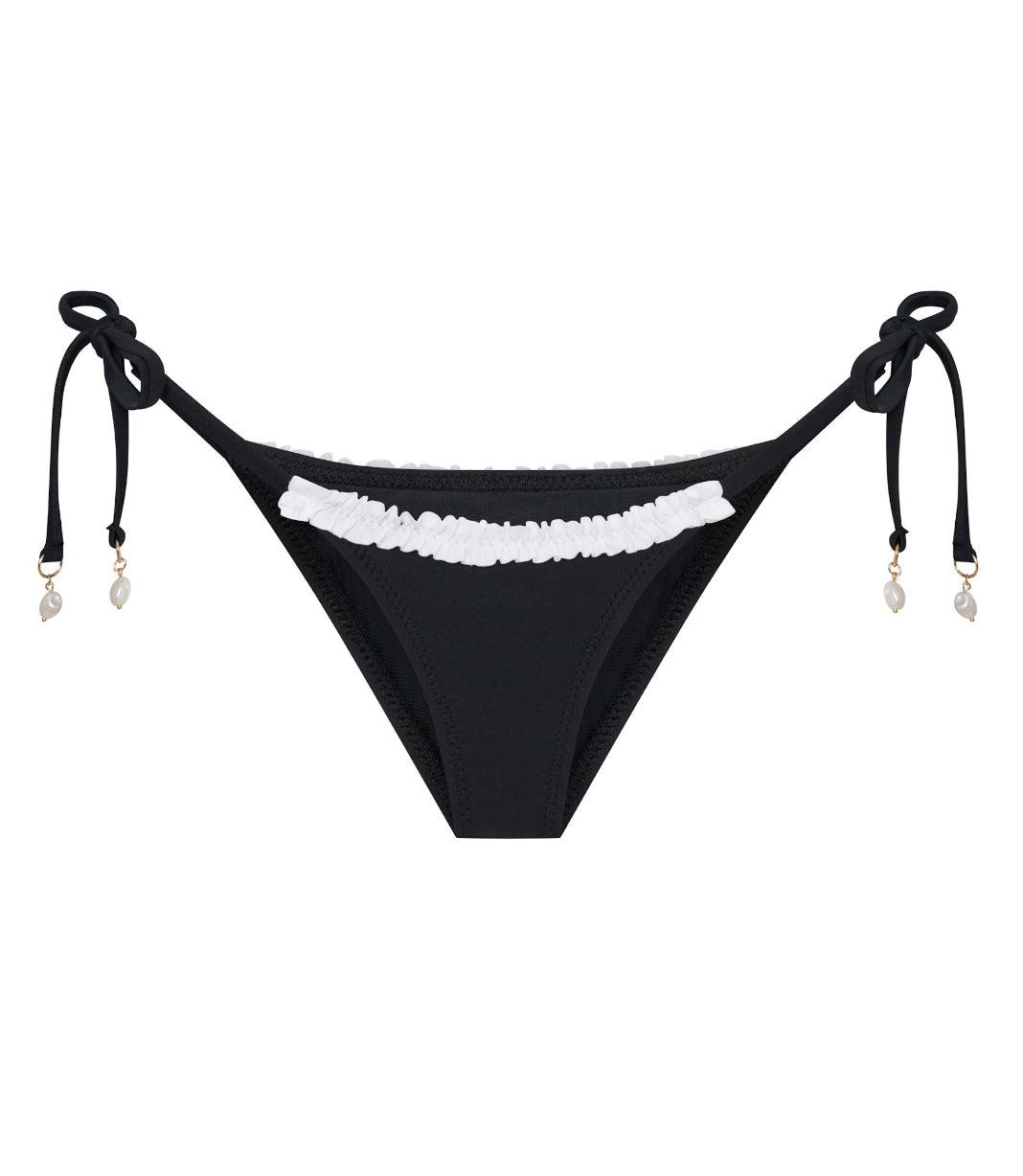 Romance Moderate Cheeky Bikini Bottom - Black/White