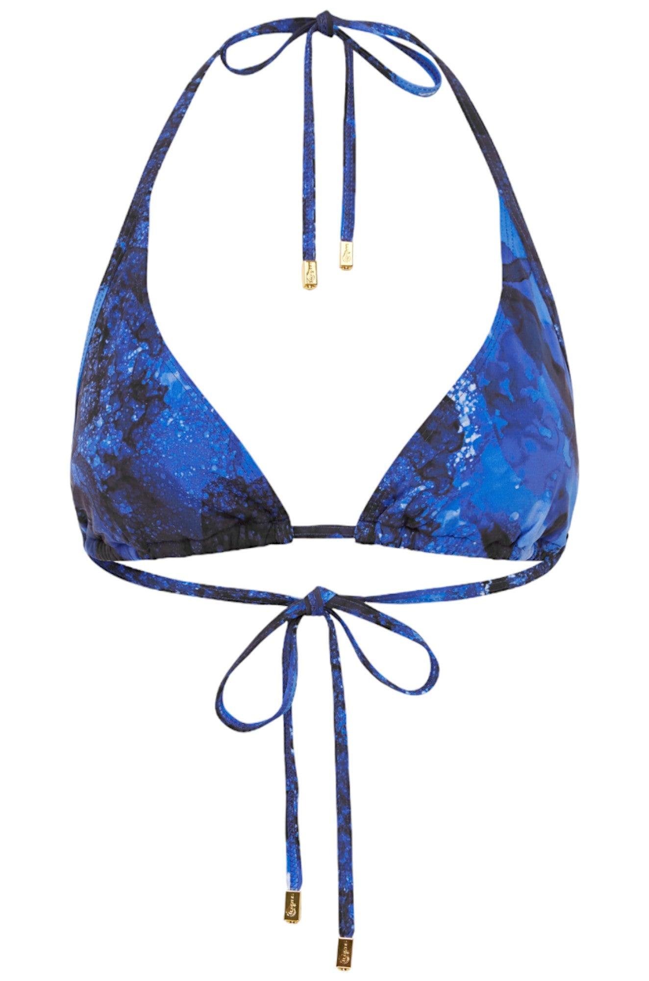 Triangle Bikini Top Blue Print 