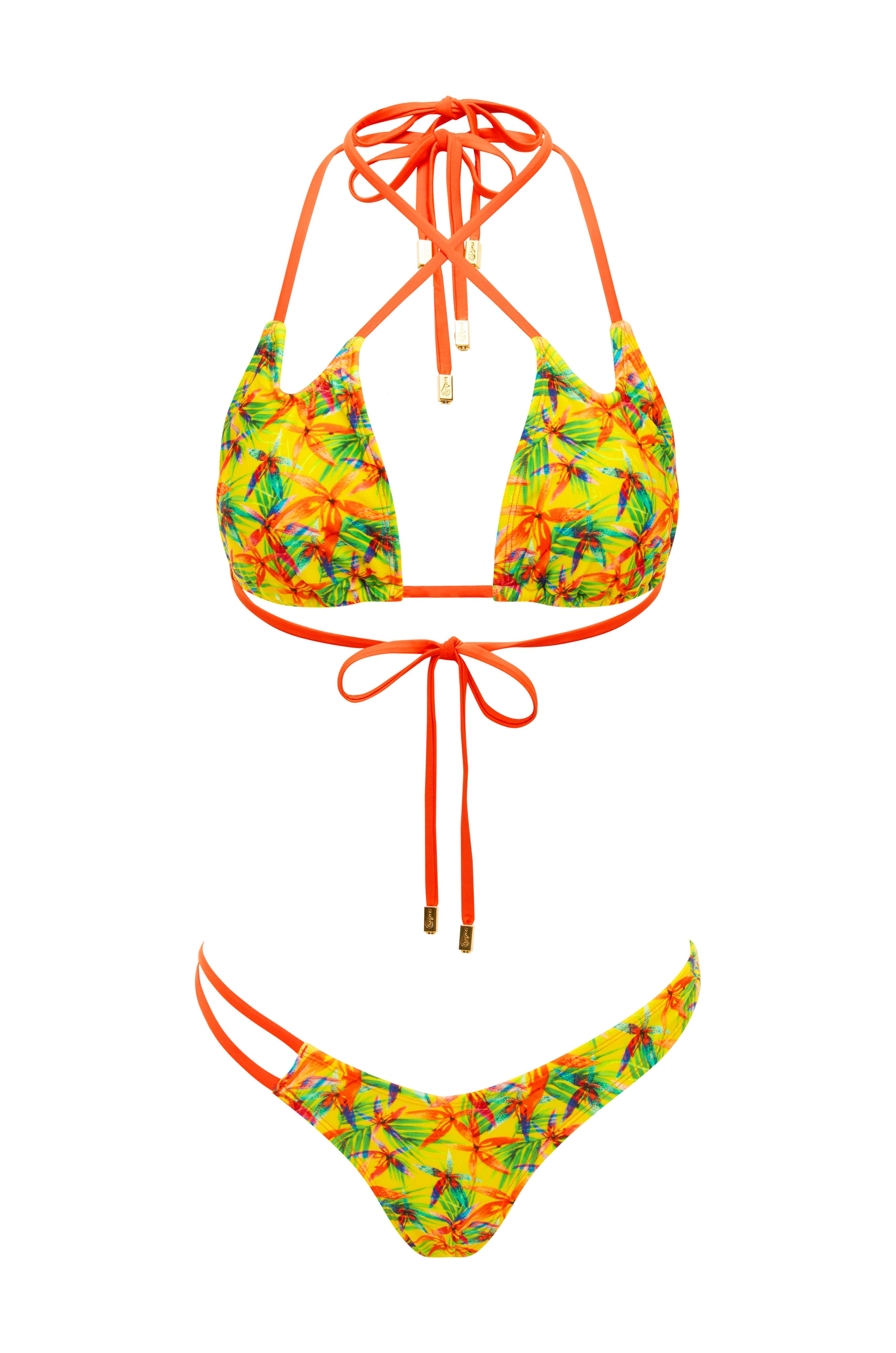 bright yellow bikinis